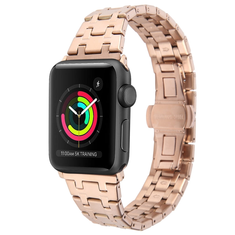 For Apple Watch Series 2 38mm Double T Stainless Steel Watch Band(Rose Gold) - Watch Bands by PMC Jewellery | Online Shopping South Africa | PMC Jewellery