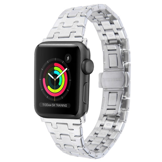 For Apple Watch Series 2 38mm Double T Stainless Steel Watch Band(Silver) - Watch Bands by PMC Jewellery | Online Shopping South Africa | PMC Jewellery