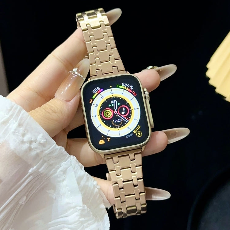 For Apple Watch 38mm Double T Stainless Steel Watch Band(Rose Gold) - Watch Bands by PMC Jewellery | Online Shopping South Africa | PMC Jewellery