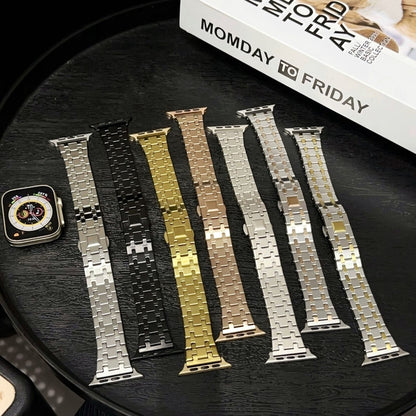 For Apple Watch SE 40mm Double T Stainless Steel Watch Band(Gold) - Watch Bands by PMC Jewellery | Online Shopping South Africa | PMC Jewellery