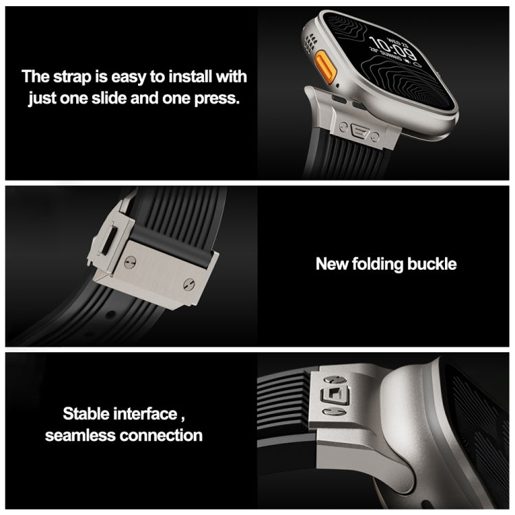 For Apple Watch Series 9 45mm Vertical Texture Titanium Buckle Elastic Silicone Watch Band(Grey) - free shipping - PMC TechLife - Order now!