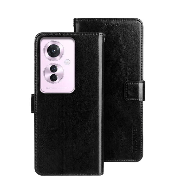 For OPPO Reno11 F 5G idewei Crazy Horse Texture Leather Phone Case(Black) - Reno11 F Cases by idewei | Online Shopping South Africa | PMC Jewellery | Buy Now Pay Later Mobicred