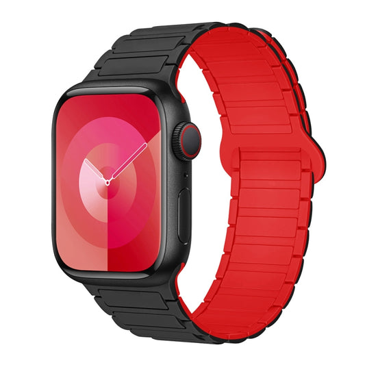 For Apple Watch SE 2023 44mm I-Shaped Magnetic Silicone Watch Band(Black Red) - Watch Bands by PMC Jewellery | Online Shopping South Africa | PMC Jewellery