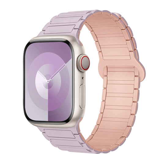 For Apple Watch SE 2023 40mm I-Shaped Magnetic Silicone Watch Band(Light Purple Pink) - Watch Bands by PMC Jewellery | Online Shopping South Africa | PMC Jewellery