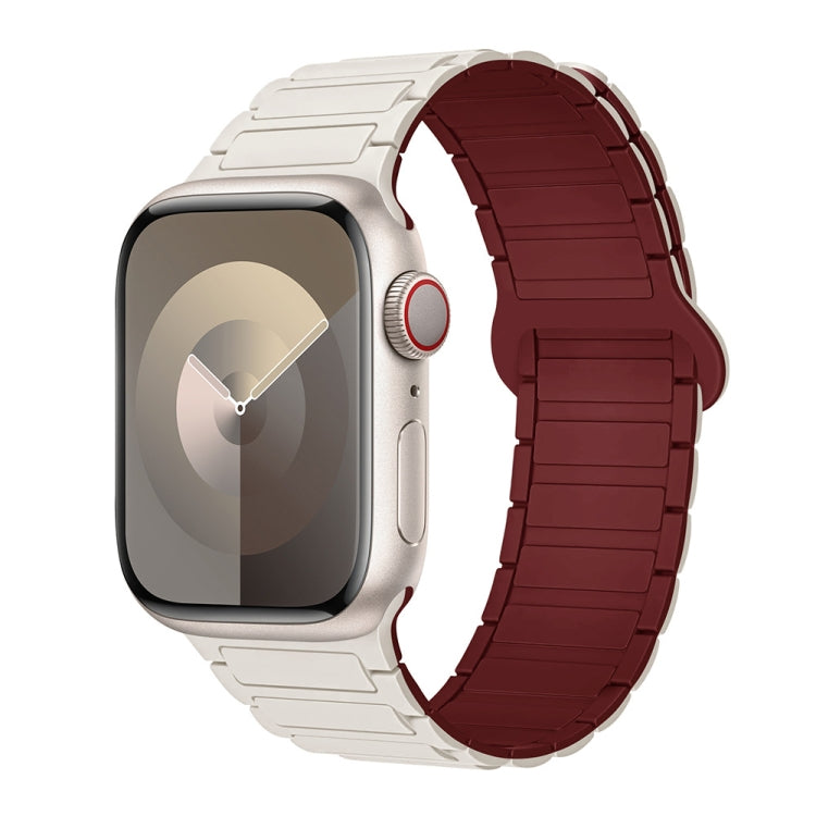 For Apple Watch SE 2023 40mm I-Shaped Magnetic Silicone Watch Band(Starlight Wine Red) - Watch Bands by PMC Jewellery | Online Shopping South Africa | PMC Jewellery