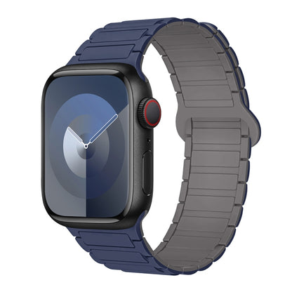 For Apple Watch Series 9 41mm I-Shaped Magnetic Silicone Watch Band(Indigo Gray) - Watch Bands by PMC Jewellery | Online Shopping South Africa | PMC Jewellery