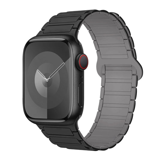 For Apple Watch Series 9 41mm I-Shaped Magnetic Silicone Watch Band(Black Gray) - Watch Bands by PMC Jewellery | Online Shopping South Africa | PMC Jewellery