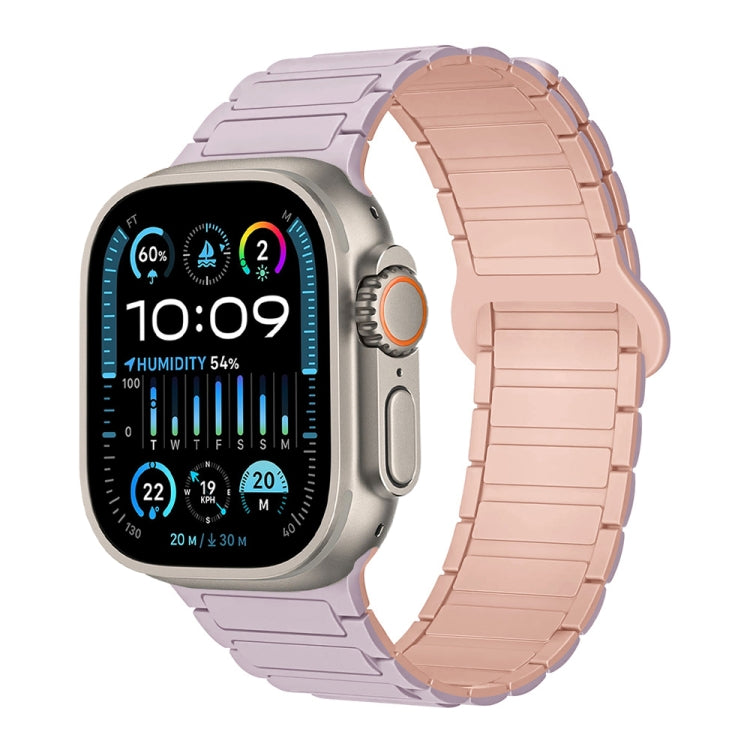 For Apple Watch Ultra 49mm I-Shaped Magnetic Silicone Watch Band(Light Purple Pink) - Watch Bands by PMC Jewellery | Online Shopping South Africa | PMC Jewellery