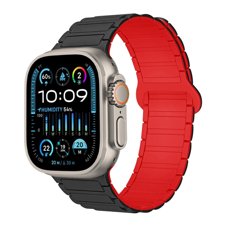 For Apple Watch Ultra 49mm I-Shaped Magnetic Silicone Watch Band(Black Red) - Watch Bands by PMC Jewellery | Online Shopping South Africa | PMC Jewellery