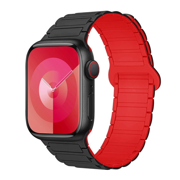 For Apple Watch Series 8 41mm I-Shaped Magnetic Silicone Watch Band(Black Red) - Watch Bands by PMC Jewellery | Online Shopping South Africa | PMC Jewellery