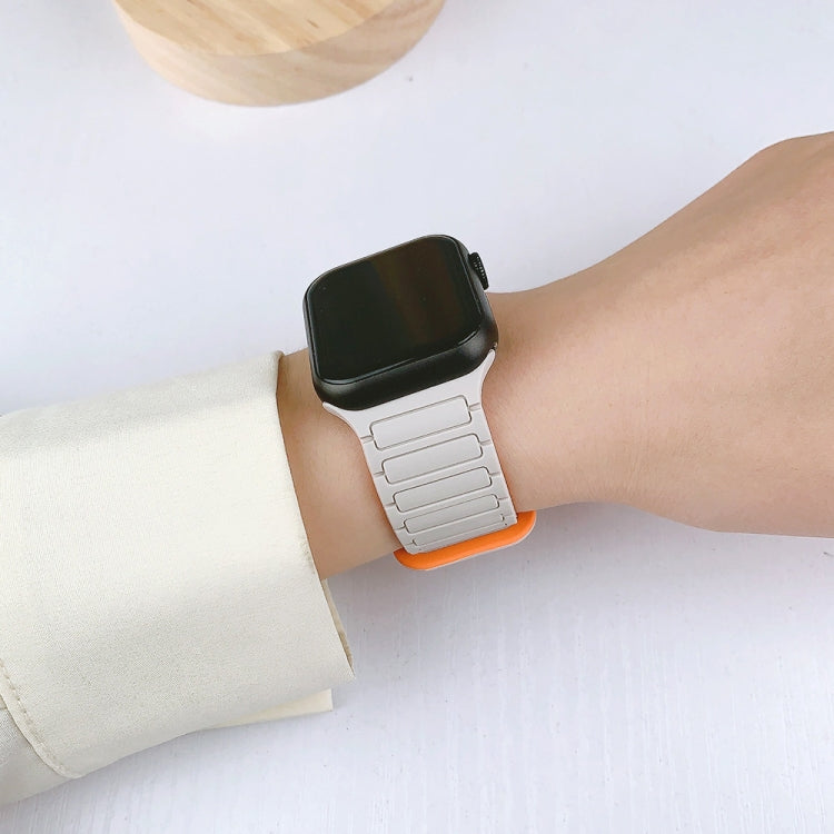 For Apple Watch 38mm I-Shaped Magnetic Silicone Watch Band(Black White) - Watch Bands by PMC TechLife | Online Shopping South Africa | PMC TechLife