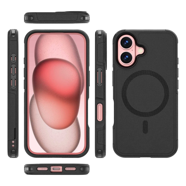 For iPhone 16 RedPepper Armor Magsafe PC Hybrid TPU Phone Case(Black) - free shipping - PMC TechLife - Order now!
