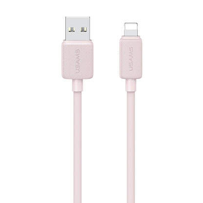 USAMS US-SJ689 USB to 8 Pin 2.4A Striped Fast Charge Data Cable, Length:1m(Pink) - Normal Style Cable by USAMS | Online Shopping South Africa | PMC Jewellery | Buy Now Pay Later Mobicred