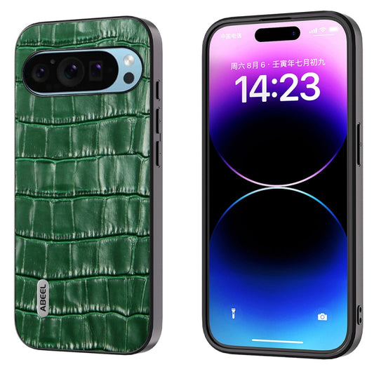 For Google Pixel 9 ABEEL Crocodile Texture Genuine Leather Phone Case(Green) - Google Cases by PMC Jewellery | Online Shopping South Africa | PMC Jewellery | Buy Now Pay Later Mobicred