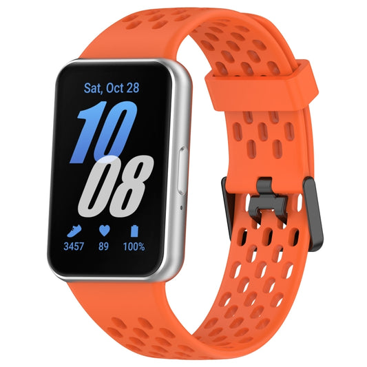 For Samsung Galaxy Fit 3 Hole Style Dual Buckle Silicone Watch Band(Orange) - Watch Bands by PMC Jewellery | Online Shopping South Africa | PMC Jewellery