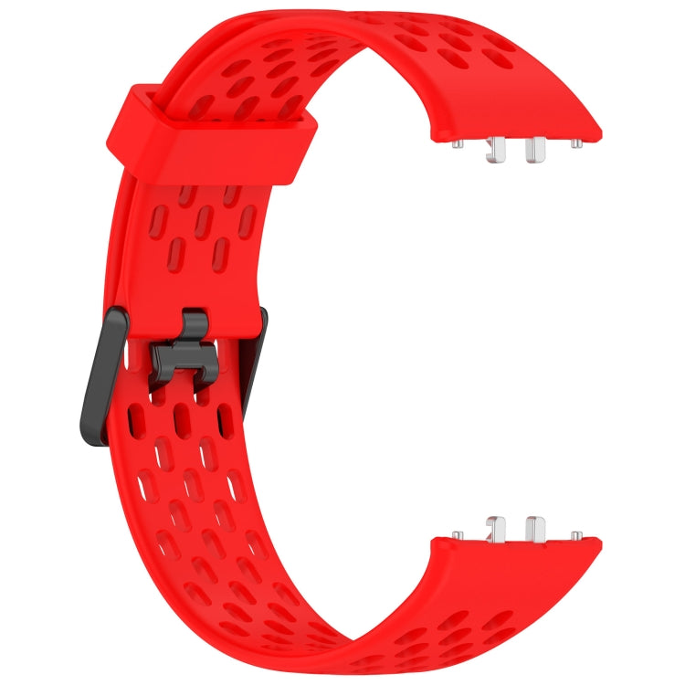 For Samsung Galaxy Fit 3 Hole Style Dual Buckle Silicone Watch Band(Red) - Watch Bands by PMC Jewellery | Online Shopping South Africa | PMC Jewellery