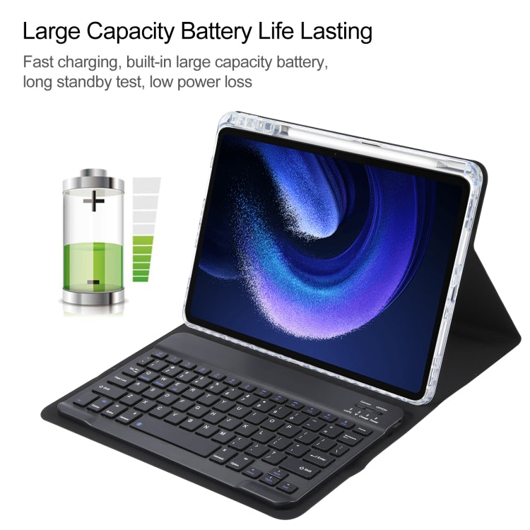 For Xiaomi Pad 6 Square Button Bluetooth Keyboard Rotatable Holder Leather Case(Black) - Others Keyboard by PMC TechLife | Online Shopping South Africa | PMC TechLife