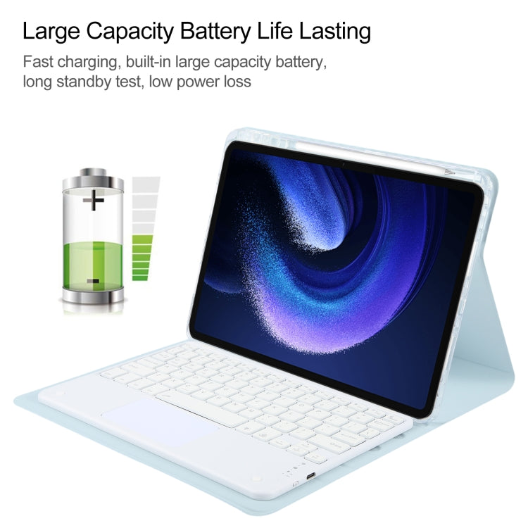 For Xiaomi Pad 6 Square Button Bluetooth Keyboard Rotatable Holder Leather Case with Touchpad(Sky Blue) - Others Keyboard by PMC TechLife | Online Shopping South Africa | PMC TechLife