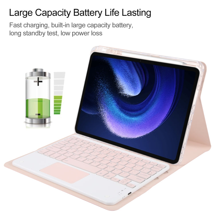 For Xiaomi Pad 6 Square Button Bluetooth Keyboard Rotatable Holder Leather Case with Touchpad(Rose Gold) - Others Keyboard by PMC Jewellery | Online Shopping South Africa | PMC Jewellery