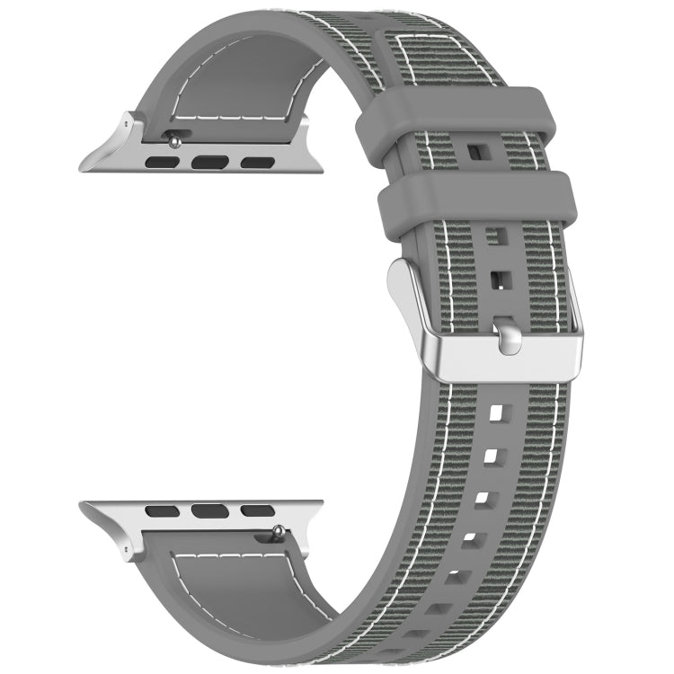 For Apple Watch Ultra 49mm Ordinary Buckle Hybrid Nylon Braid Silicone Watch Band(Grey) - Watch Bands by PMC Jewellery | Online Shopping South Africa | PMC Jewellery