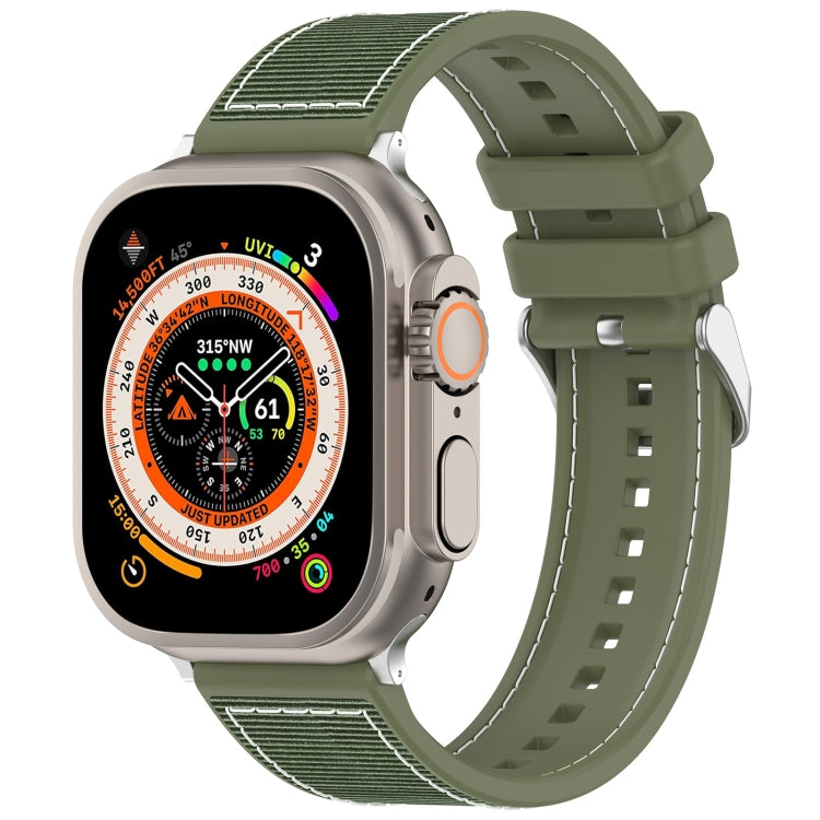 For Apple Watch Series 8 41mm Ordinary Buckle Hybrid Nylon Braid Silicone Watch Band(Green) - Watch Bands by PMC Jewellery | Online Shopping South Africa | PMC Jewellery