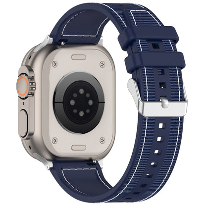 For Apple Watch SE 40mm Ordinary Buckle Hybrid Nylon Braid Silicone Watch Band(Midnight Blue) - Watch Bands by PMC Jewellery | Online Shopping South Africa | PMC Jewellery