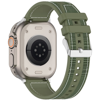 For Apple Watch SE 40mm Ordinary Buckle Hybrid Nylon Braid Silicone Watch Band(Green) - Watch Bands by PMC Jewellery | Online Shopping South Africa | PMC Jewellery