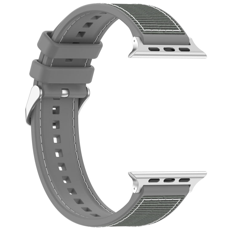 For Apple Watch Series 6 40mm Ordinary Buckle Hybrid Nylon Braid Silicone Watch Band(Grey) - Watch Bands by PMC Jewellery | Online Shopping South Africa | PMC Jewellery