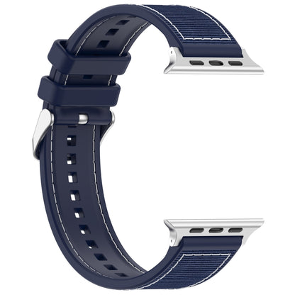 For Apple Watch Series 4 44mm Ordinary Buckle Hybrid Nylon Braid Silicone Watch Band(Midnight Blue) - Watch Bands by PMC Jewellery | Online Shopping South Africa | PMC Jewellery