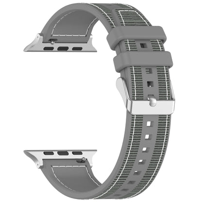 For Apple Watch Series 4 40mm Ordinary Buckle Hybrid Nylon Braid Silicone Watch Band(Grey) - Watch Bands by PMC Jewellery | Online Shopping South Africa | PMC Jewellery