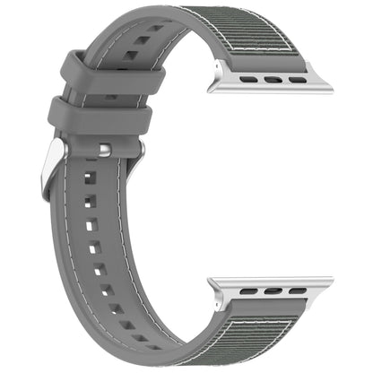 For Apple Watch Series 3 42mm Ordinary Buckle Hybrid Nylon Braid Silicone Watch Band(Grey) - Watch Bands by PMC Jewellery | Online Shopping South Africa | PMC Jewellery