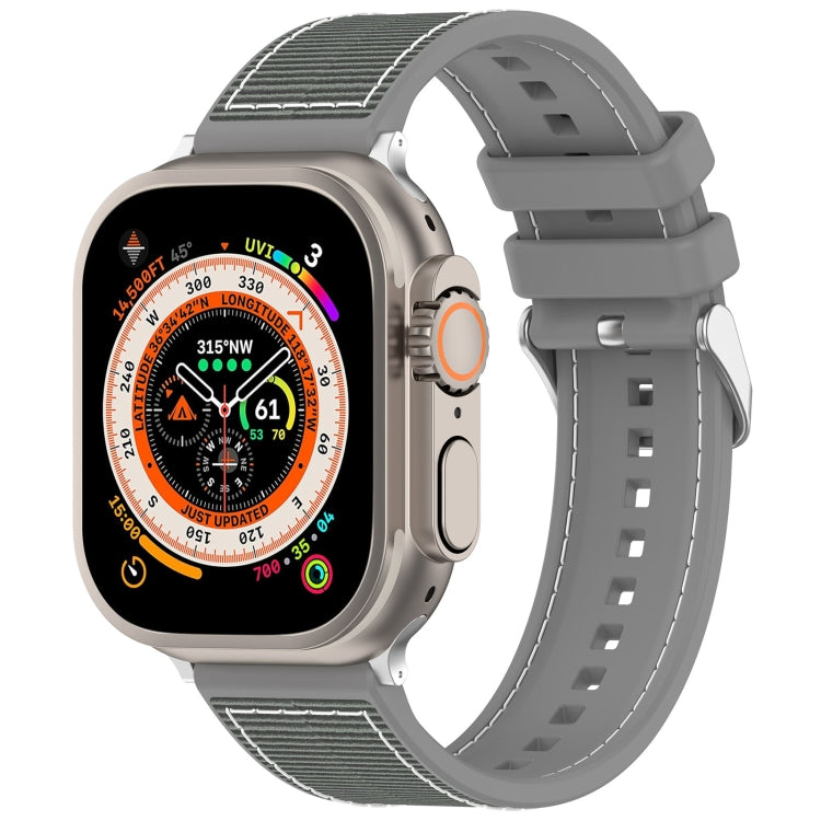 For Apple Watch 38mm Ordinary Buckle Hybrid Nylon Braid Silicone Watch Band(Grey) - Watch Bands by PMC Jewellery | Online Shopping South Africa | PMC Jewellery