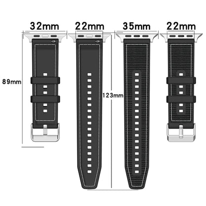 For Apple Watch Series 7 41mm Ordinary Buckle Hybrid Nylon Braid Silicone Watch Band(Grey) - Watch Bands by PMC Jewellery | Online Shopping South Africa | PMC Jewellery