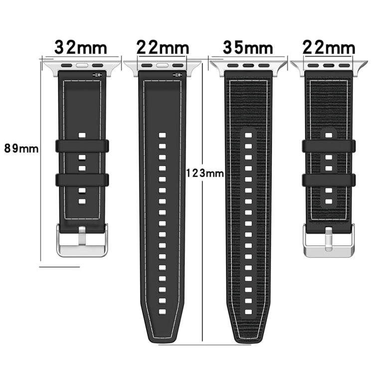 For Apple Watch Series 3 42mm Ordinary Buckle Hybrid Nylon Braid Silicone Watch Band(Grey) - Watch Bands by PMC Jewellery | Online Shopping South Africa | PMC Jewellery