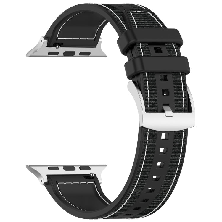 For Apple Watch SE 2023 40mm Official Buckle Hybrid Nylon Braid Silicone Watch Band(Black) - Watch Bands by PMC Jewellery | Online Shopping South Africa | PMC Jewellery