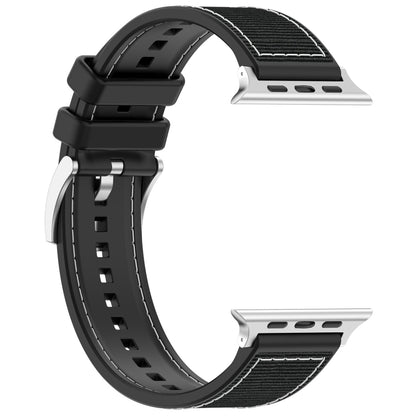 For Apple Watch SE 2023 40mm Official Buckle Hybrid Nylon Braid Silicone Watch Band(Black) - Watch Bands by PMC Jewellery | Online Shopping South Africa | PMC Jewellery