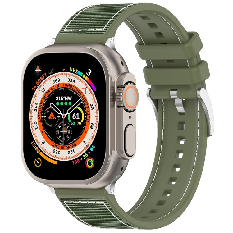 For Apple Watch SE 2023 40mm Official Buckle Hybrid Nylon Braid Silicone Watch Band(Green) - Watch Bands by PMC Jewellery | Online Shopping South Africa | PMC Jewellery