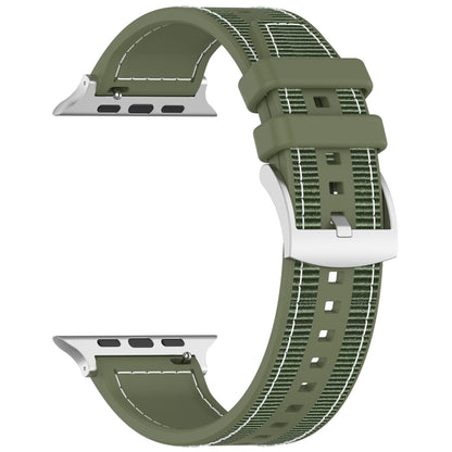 For Apple Watch SE 2023 40mm Official Buckle Hybrid Nylon Braid Silicone Watch Band(Green) - Watch Bands by PMC Jewellery | Online Shopping South Africa | PMC Jewellery