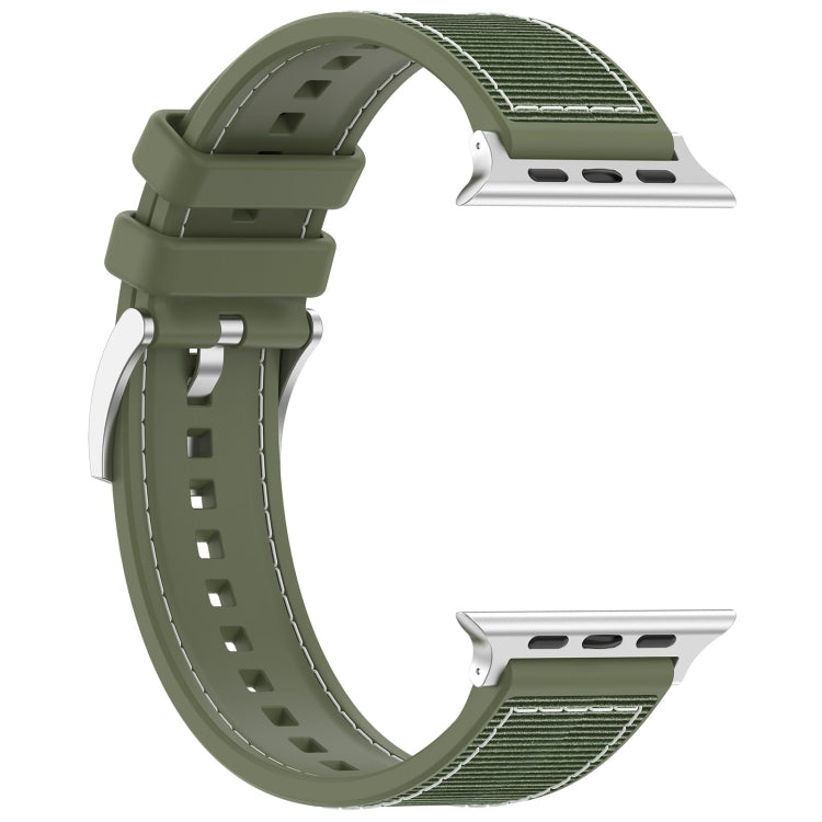 For Apple Watch Series 9 41mm Official Buckle Hybrid Nylon Braid Silicone Watch Band(Green) - Watch Bands by PMC Jewellery | Online Shopping South Africa | PMC Jewellery