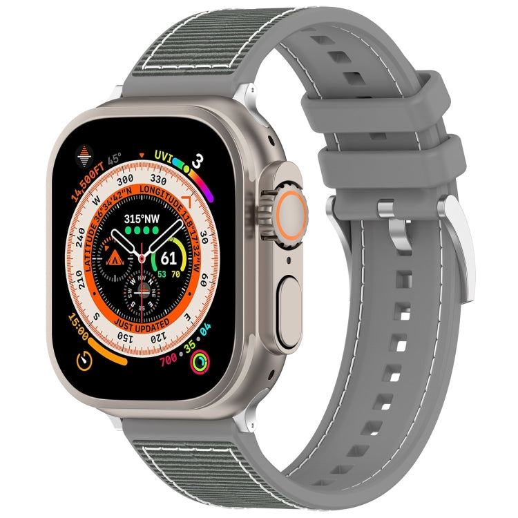 For Apple Watch SE 44mm Official Buckle Hybrid Nylon Braid Silicone Watch Band(Grey) - Watch Bands by PMC Jewellery | Online Shopping South Africa | PMC Jewellery