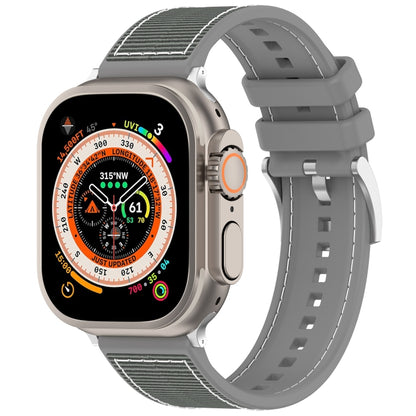 For Apple Watch Series 6 44mm Official Buckle Hybrid Nylon Braid Silicone Watch Band(Grey) - Watch Bands by PMC Jewellery | Online Shopping South Africa | PMC Jewellery