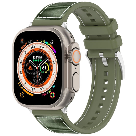 For Apple Watch Series 6 44mm Official Buckle Hybrid Nylon Braid Silicone Watch Band(Green) - Watch Bands by PMC Jewellery | Online Shopping South Africa | PMC Jewellery