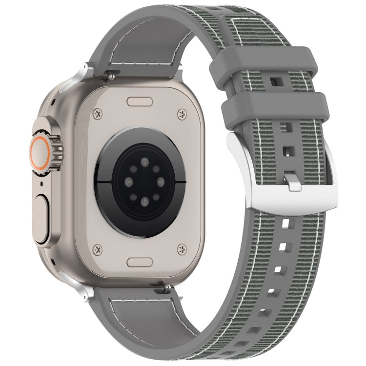 For Apple Watch Series 5 40mm Official Buckle Hybrid Nylon Braid Silicone Watch Band(Grey) - Watch Bands by PMC Jewellery | Online Shopping South Africa | PMC Jewellery