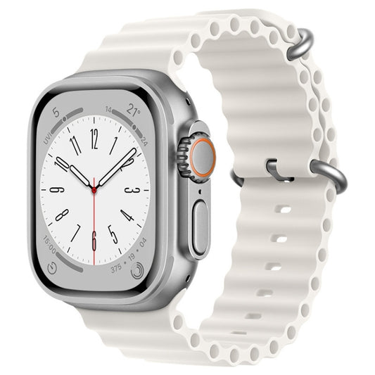 For Apple Watch Series 3 42mm ZGA Ocean Silicone Watch Band(White) - Watch Bands by ZGA | Online Shopping South Africa | PMC Jewellery