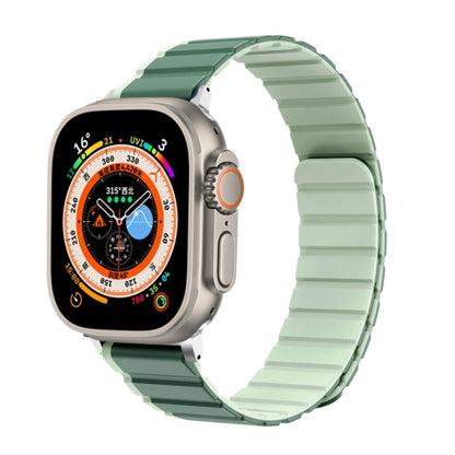 For Apple Watch SE 2023 44mm ZGA Two Color Magnetic Silicone Watch Band(Dark Green+Light Green) - Watch Bands by ZGA | Online Shopping South Africa | PMC Jewellery