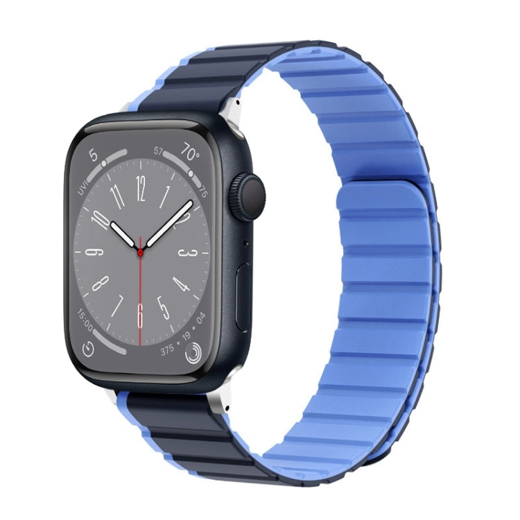 For Apple Watch Series 8 45mm ZGA Two Color Magnetic Silicone Watch Band(Dark Blue+Light Blue) - Watch Bands by ZGA | Online Shopping South Africa | PMC Jewellery | Buy Now Pay Later Mobicred