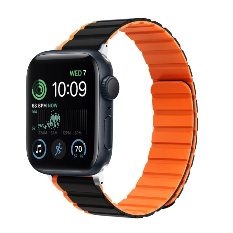 For Apple Watch SE 2022 44mm ZGA Two Color Magnetic Silicone Watch Band(Black+Orange) - Watch Bands by ZGA | Online Shopping South Africa | PMC Jewellery | Buy Now Pay Later Mobicred