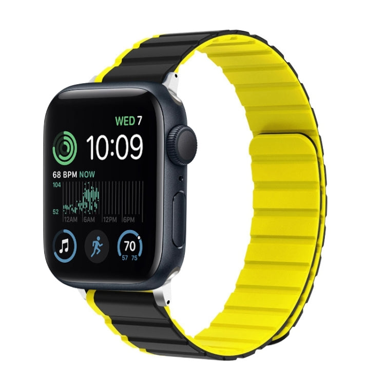 For Apple Watch SE 44mm ZGA Two Color Magnetic Silicone Watch Band(Grey+Yellow) - Watch Bands by ZGA | Online Shopping South Africa | PMC Jewellery | Buy Now Pay Later Mobicred