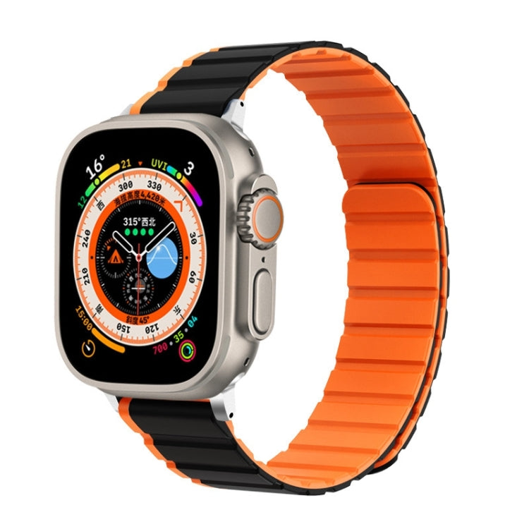 For Apple Watch Series 4 44mm ZGA Two Color Magnetic Silicone Watch Band(Black+Orange) - Watch Bands by ZGA | Online Shopping South Africa | PMC Jewellery