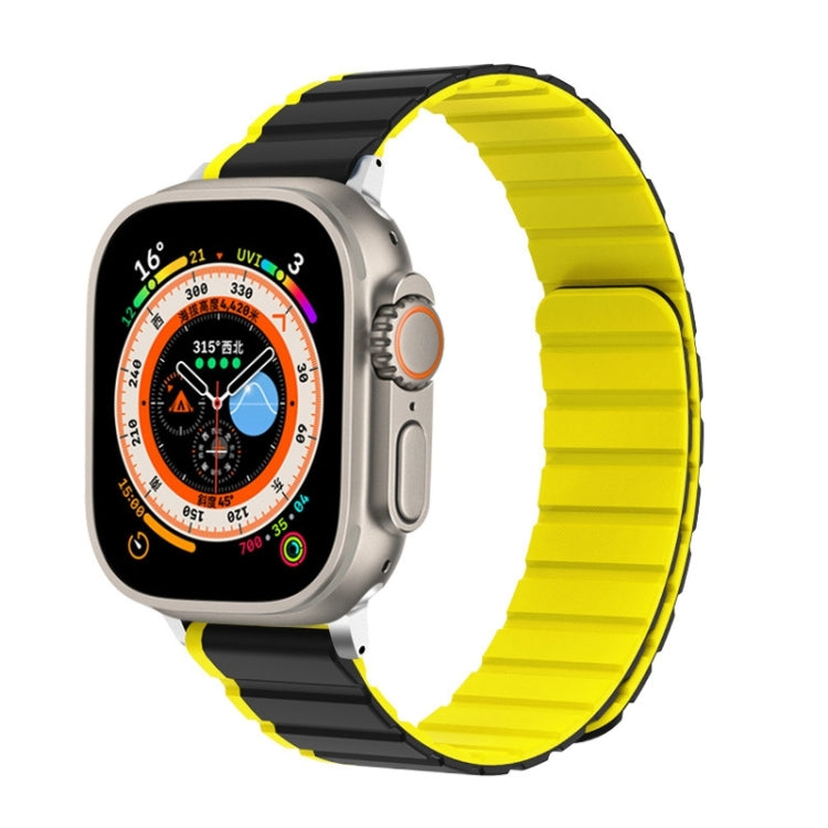 For Apple Watch Series 4 44mm ZGA Two Color Magnetic Silicone Watch Band(Grey+Yellow) - Watch Bands by ZGA | Online Shopping South Africa | PMC Jewellery